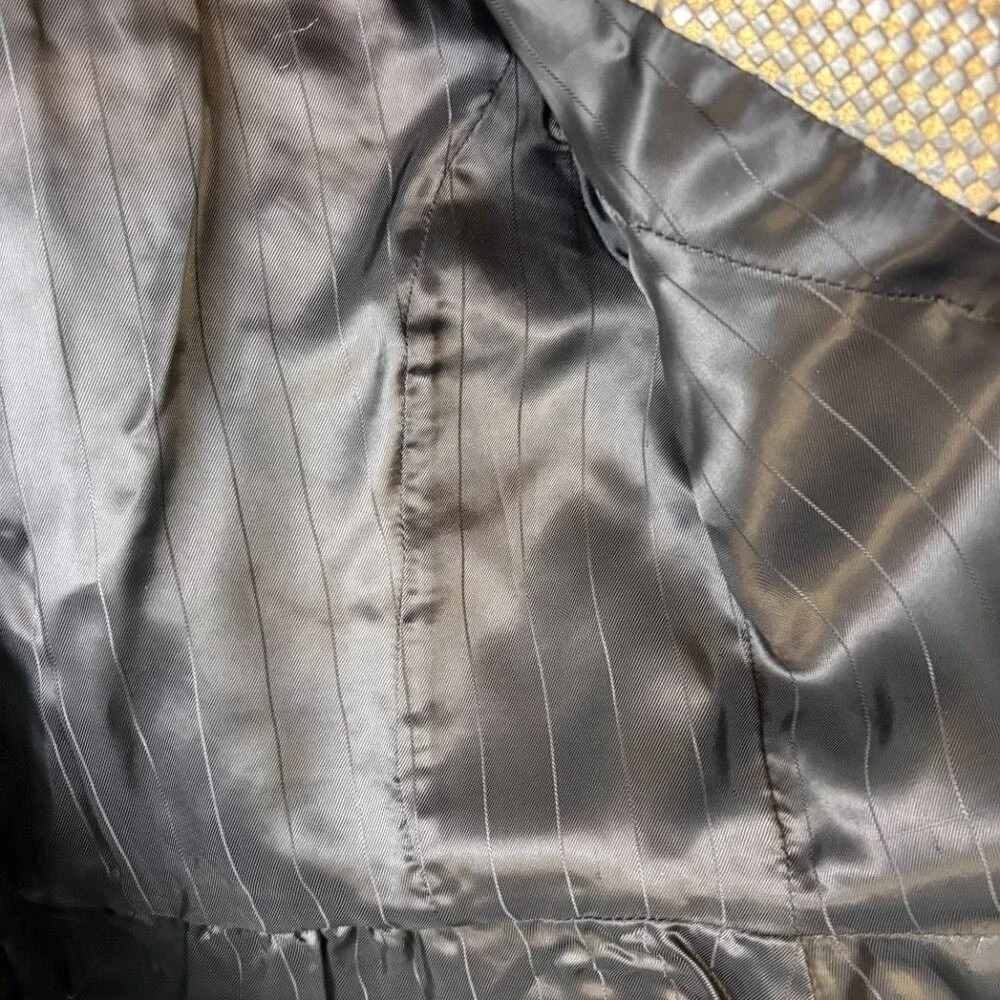 Armani Collezioni Metallic Leather Blazer Jacket Women's 6 Italian 42 Made Italy